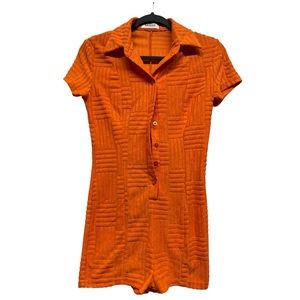 MI558 California-Orange Button Up Romper